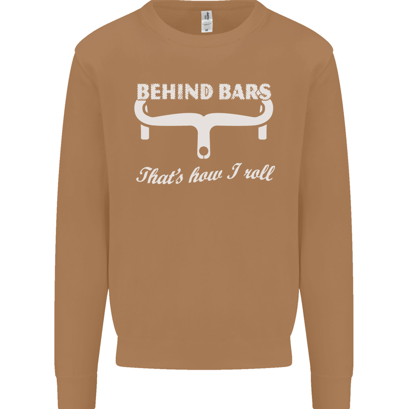 Behind Bars That's How I Roll Cycling Bike Mens Sweatshirt Jumper Caramel Latte