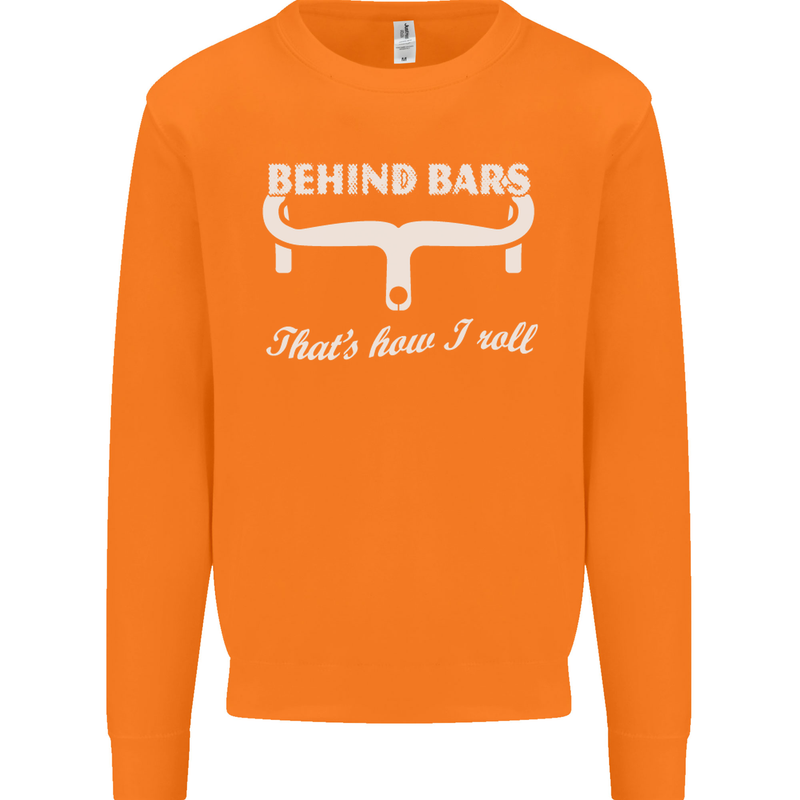 Behind Bars That's How I Roll Cycling Bike Mens Sweatshirt Jumper Orange