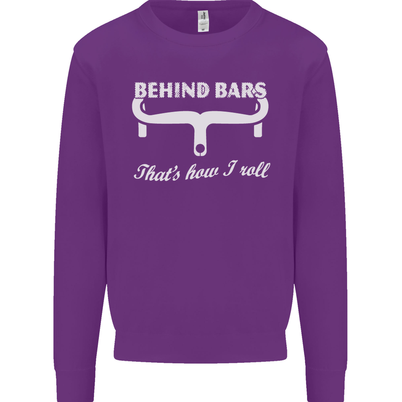 Behind Bars That's How I Roll Cycling Bike Mens Sweatshirt Jumper Purple