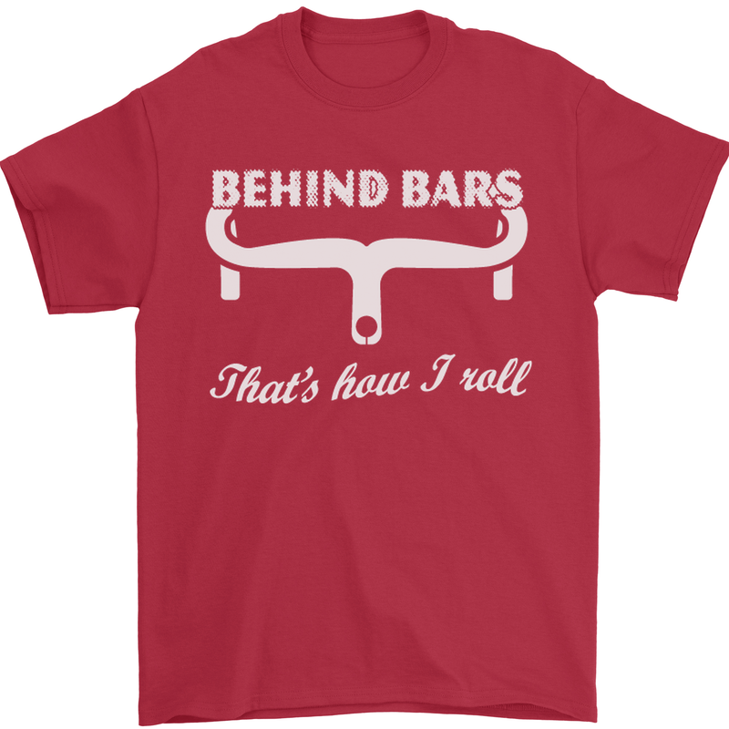 Behind Bars That's How I Roll Cycling Bike Mens T-Shirt Cotton Gildan Red