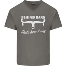 Behind Bars That's How I Roll Cycling Bike Mens V-Neck Cotton T-Shirt Charcoal