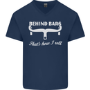 Behind Bars That's How I Roll Cycling Bike Mens V-Neck Cotton T-Shirt Navy Blue