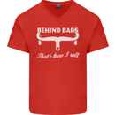 Behind Bars That's How I Roll Cycling Bike Mens V-Neck Cotton T-Shirt Red