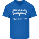 Behind Bars That's How I Roll Cycling Bike Mens V-Neck Cotton T-Shirt Royal Blue