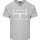 Behind Bars That's How I Roll Cycling Bike Mens V-Neck Cotton T-Shirt Sports Grey