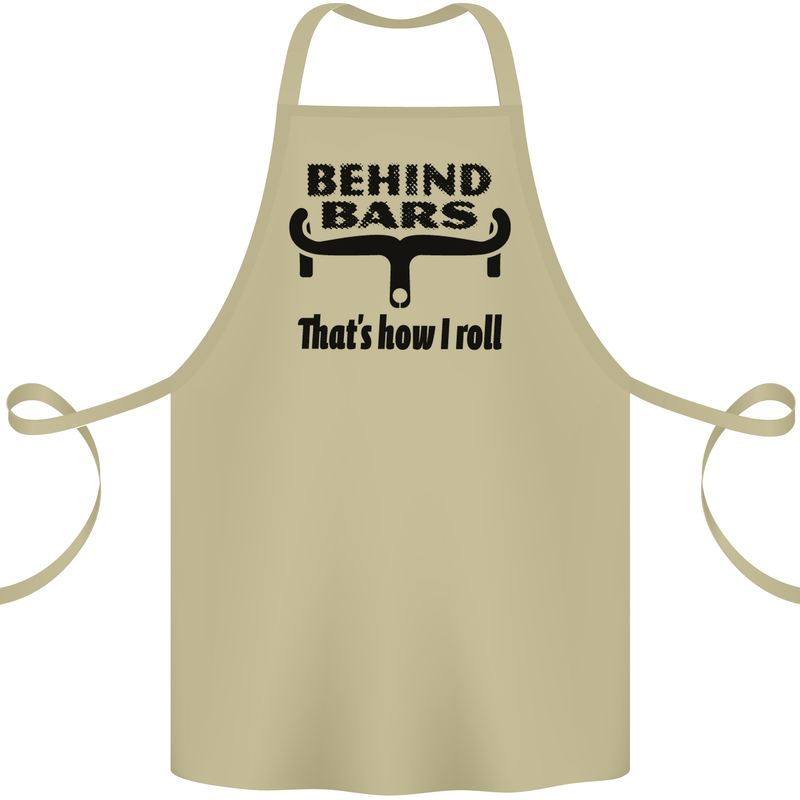 Behind Bars That's How I Roll Cycling Cotton Apron 100% Organic Khaki