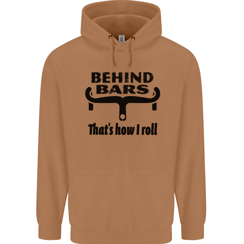 Behind Bars That's How I Roll Cycling Mens 80% Cotton Hoodie Caramel Latte