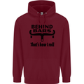 Behind Bars That's How I Roll Cycling Mens 80% Cotton Hoodie Maroon