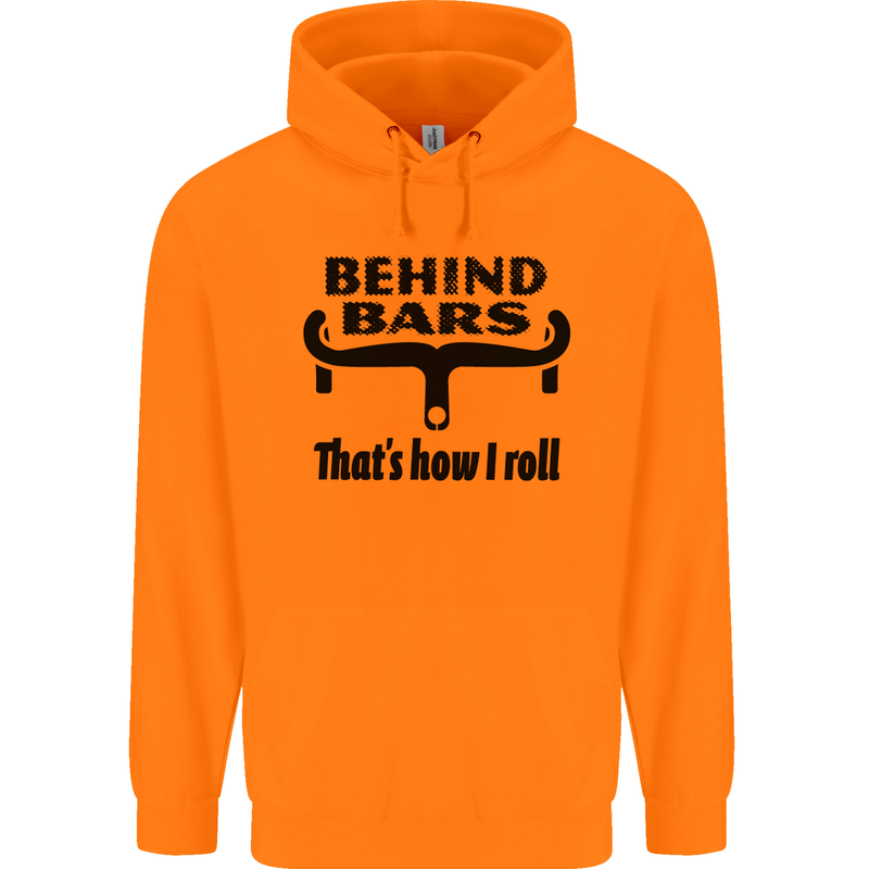 Behind Bars That's How I Roll Cycling Mens 80% Cotton Hoodie Orange