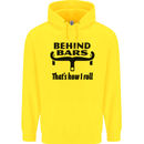 Behind Bars That's How I Roll Cycling Mens 80% Cotton Hoodie Yellow