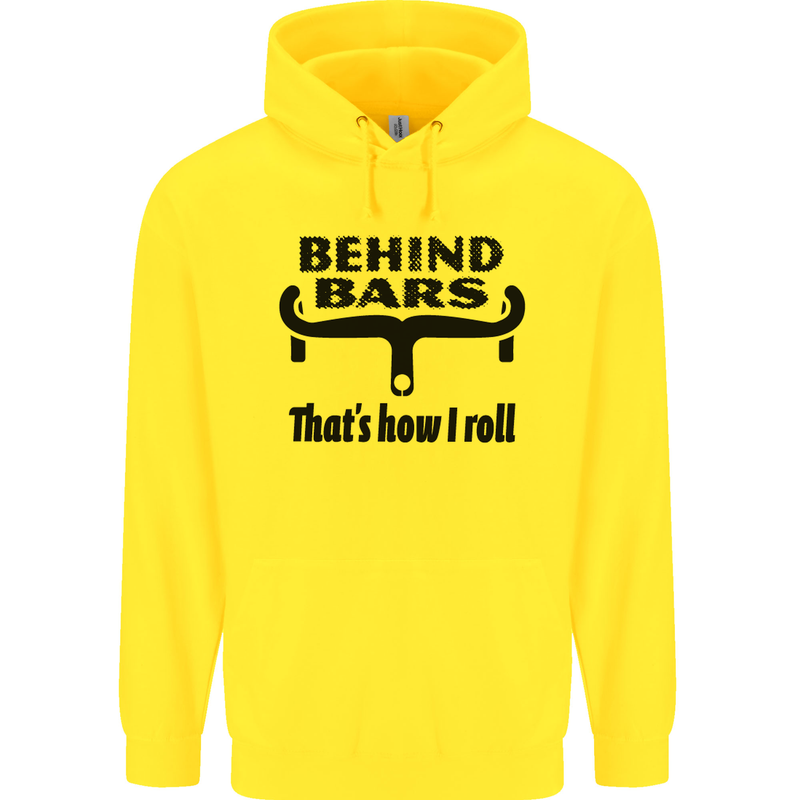 Behind Bars That's How I Roll Cycling Mens 80% Cotton Hoodie Yellow