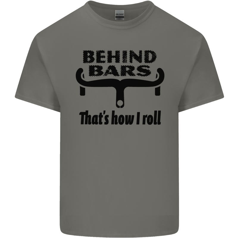 Behind Bars That's How I Roll Cycling Mens Cotton T-Shirt Tee Top Charcoal