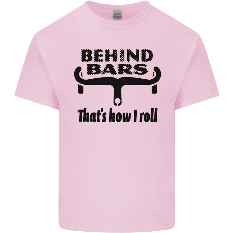 Behind Bars That's How I Roll Cycling Mens Cotton T-Shirt Tee Top Light Pink