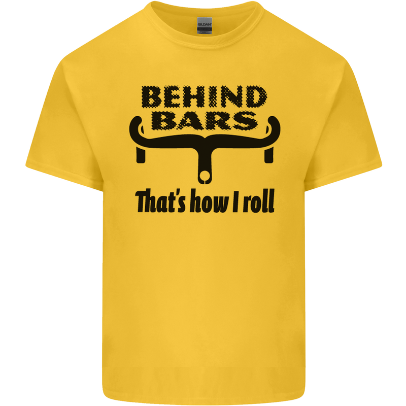 Behind Bars That's How I Roll Cycling Mens Cotton T-Shirt Tee Top Yellow