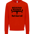 Behind Bars That's How I Roll Cycling Mens Sweatshirt Jumper Bright Red