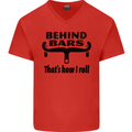 Behind Bars That's How I Roll Cycling Mens V-Neck Cotton T-Shirt Red
