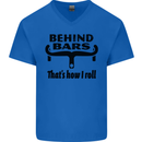 Behind Bars That's How I Roll Cycling Mens V-Neck Cotton T-Shirt Royal Blue