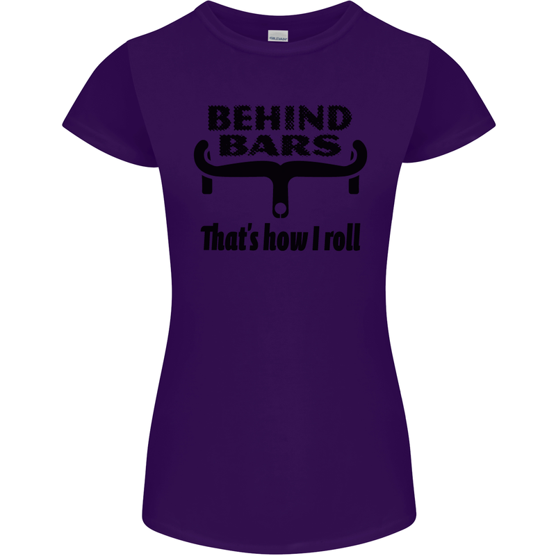 Behind Bars That's How I Roll Cycling Womens Petite Cut T-Shirt Purple