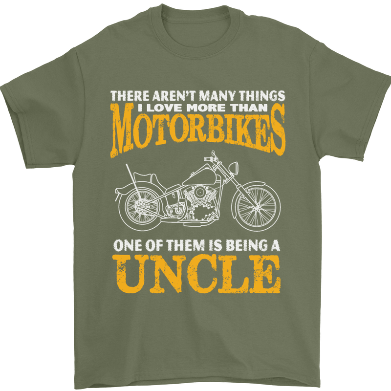 Being An Uncle Biker Motorcycle Motorbike Mens T-Shirt Cotton Gildan Military Green