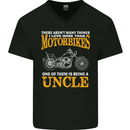 Being An Uncle Biker Motorcycle Motorbike Mens V-Neck Cotton T-Shirt Black