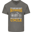 Being An Uncle Biker Motorcycle Motorbike Mens V-Neck Cotton T-Shirt Charcoal