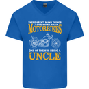 Being An Uncle Biker Motorcycle Motorbike Mens V-Neck Cotton T-Shirt Royal Blue