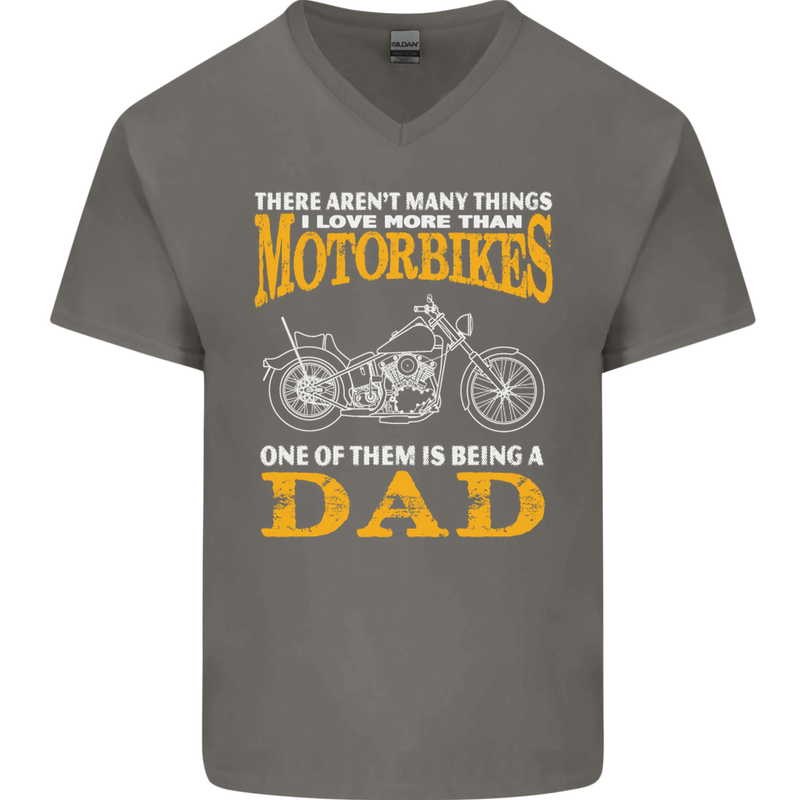 Being a Dad Biker Motorcycle Motorbike Mens V-Neck Cotton T-Shirt Charcoal