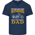 Being a Dad Biker Motorcycle Motorbike Mens V-Neck Cotton T-Shirt Navy Blue