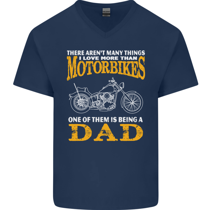 Being a Dad Biker Motorcycle Motorbike Mens V-Neck Cotton T-Shirt Navy Blue