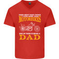 Being a Dad Biker Motorcycle Motorbike Mens V-Neck Cotton T-Shirt Red