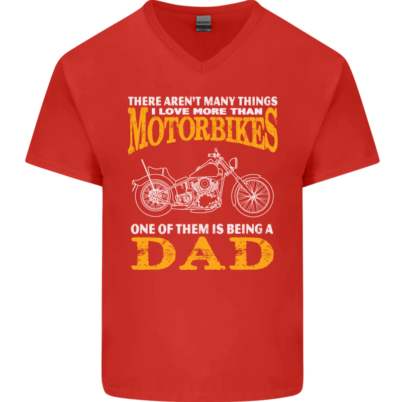 Being a Dad Biker Motorcycle Motorbike Mens V-Neck Cotton T-Shirt Red