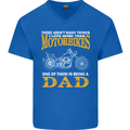 Being a Dad Biker Motorcycle Motorbike Mens V-Neck Cotton T-Shirt Royal Blue