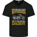 Being a Daddy Biker Motorcycle Motorbike Mens V-Neck Cotton T-Shirt Black