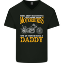 Being a Daddy Biker Motorcycle Motorbike Mens V-Neck Cotton T-Shirt Black
