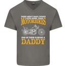 Being a Daddy Biker Motorcycle Motorbike Mens V-Neck Cotton T-Shirt Charcoal