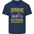 Being a Daddy Biker Motorcycle Motorbike Mens V-Neck Cotton T-Shirt Navy Blue