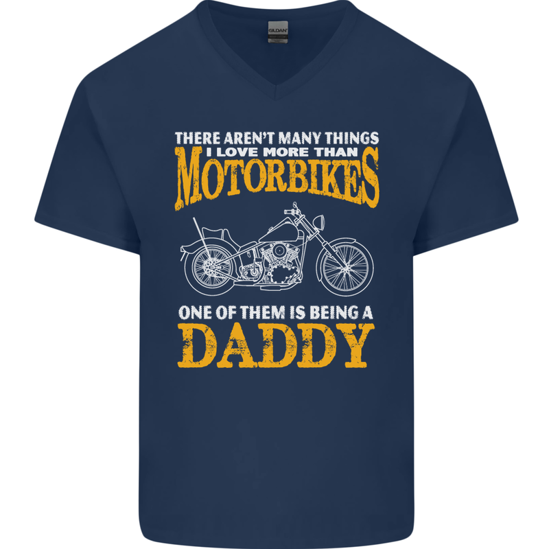 Being a Daddy Biker Motorcycle Motorbike Mens V-Neck Cotton T-Shirt Navy Blue