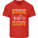 Being a Daddy Biker Motorcycle Motorbike Mens V-Neck Cotton T-Shirt Red