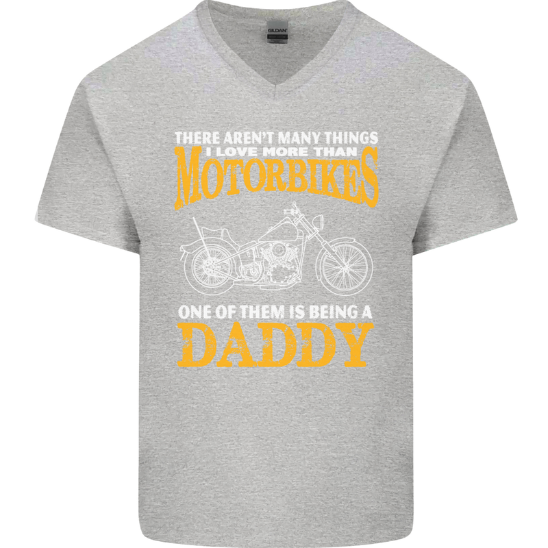 Being a Daddy Biker Motorcycle Motorbike Mens V-Neck Cotton T-Shirt Sports Grey