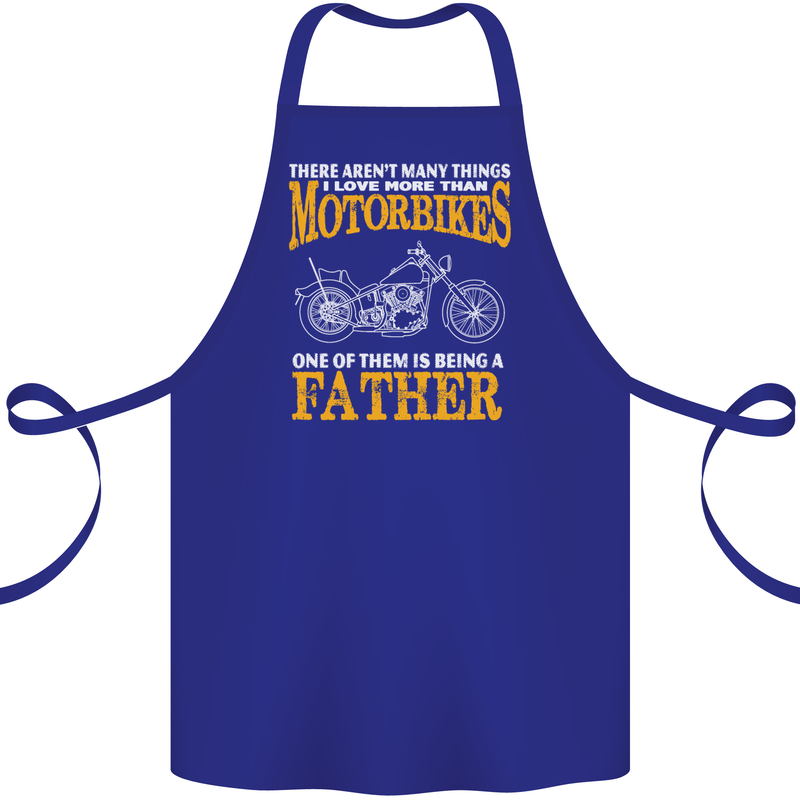 Being a Father Biker Motorcycle Motorbike Cotton Apron 100% Organic Royal Blue