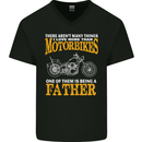 Being a Father Biker Motorcycle Motorbike Mens V-Neck Cotton T-Shirt Black