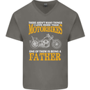 Being a Father Biker Motorcycle Motorbike Mens V-Neck Cotton T-Shirt Charcoal