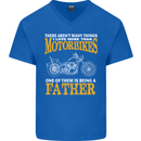 Being a Father Biker Motorcycle Motorbike Mens V-Neck Cotton T-Shirt Royal Blue