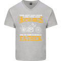 Being a Father Biker Motorcycle Motorbike Mens V-Neck Cotton T-Shirt Sports Grey