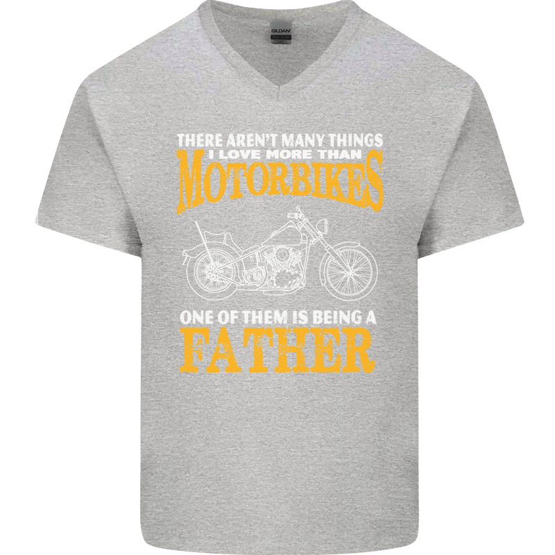 Being a Father Biker Motorcycle Motorbike Mens V-Neck Cotton T-Shirt Sports Grey