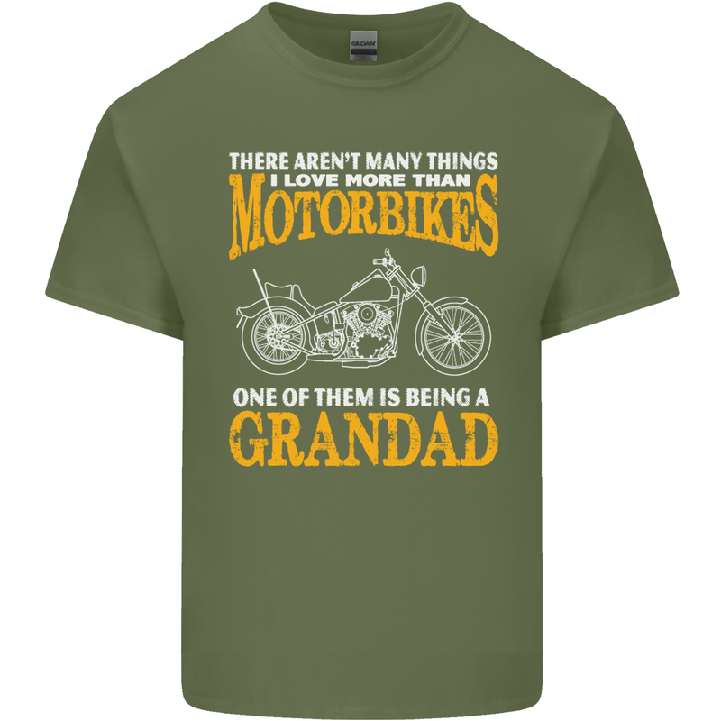 Being a Grandad Biker Motorcycle Motorbike Mens Cotton T-Shirt Tee Top Military Green