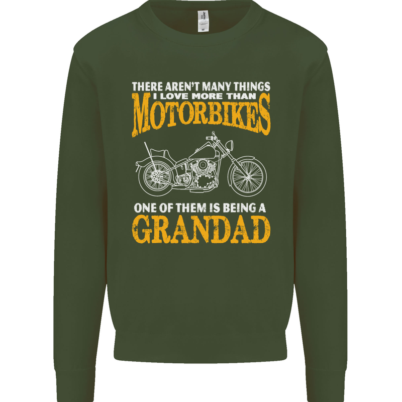 Being a Grandad Biker Motorcycle Motorbike Mens Sweatshirt Jumper Forest Green