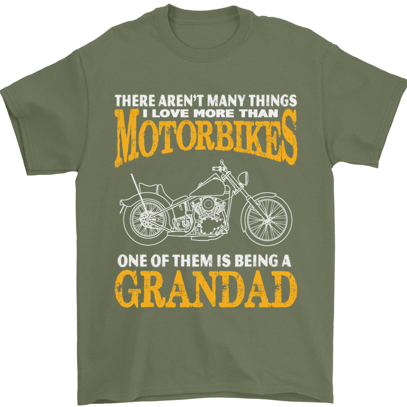 Being a Grandad Biker Motorcycle Motorbike Mens T-Shirt Cotton Gildan Military Green