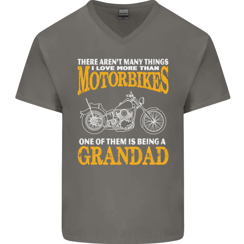Being a Grandad Biker Motorcycle Motorbike Mens V-Neck Cotton T-Shirt Charcoal