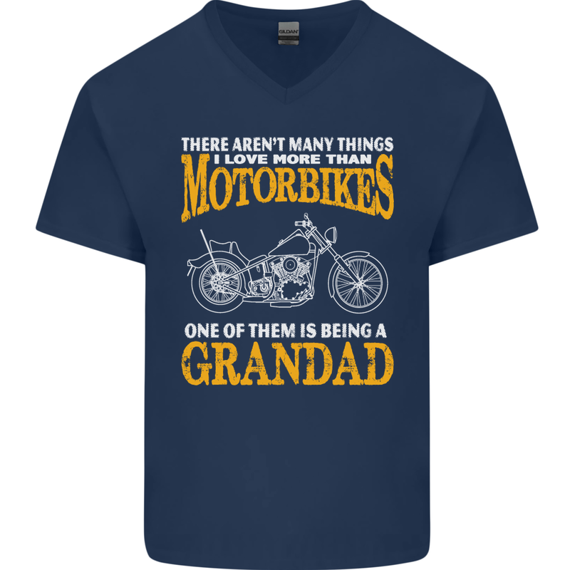 Being a Grandad Biker Motorcycle Motorbike Mens V-Neck Cotton T-Shirt Navy Blue